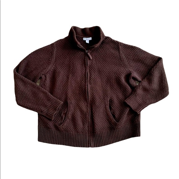 Charter Club | Brown Zipper Sweater Size Large Pockets Warm - Picture 1 of 8